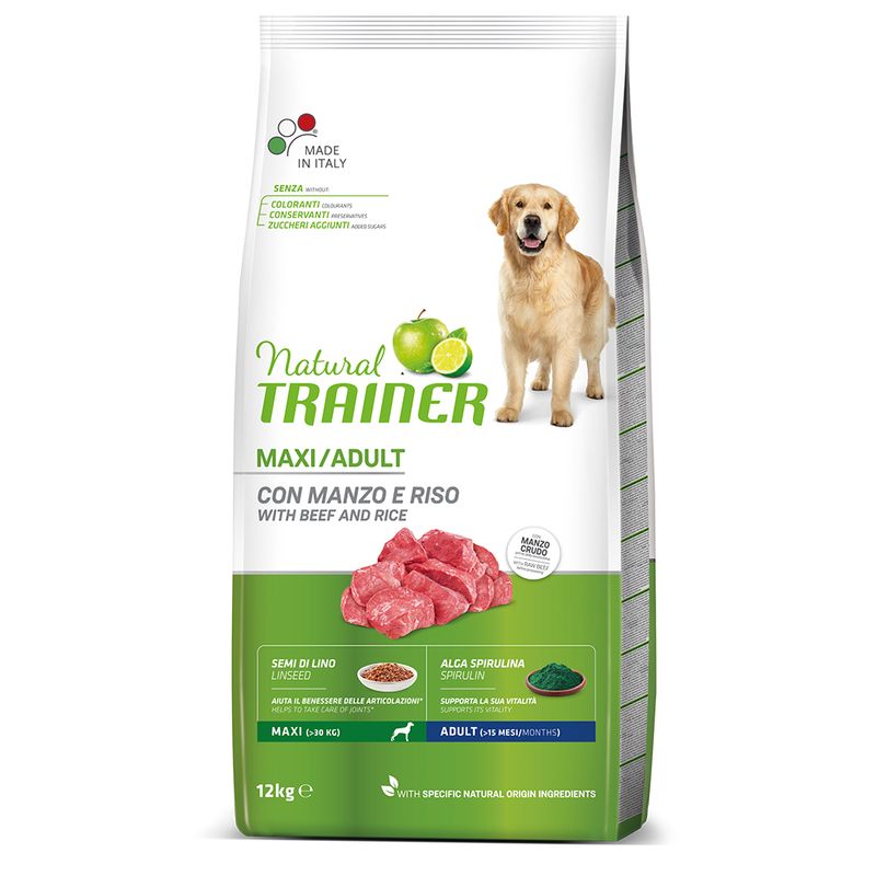 Natural Trainer Adult Maxi con Manzo 12kg - Cane Adulto Natural Trainer Adult Maxi con Manzo 12kg - Cane Adulto